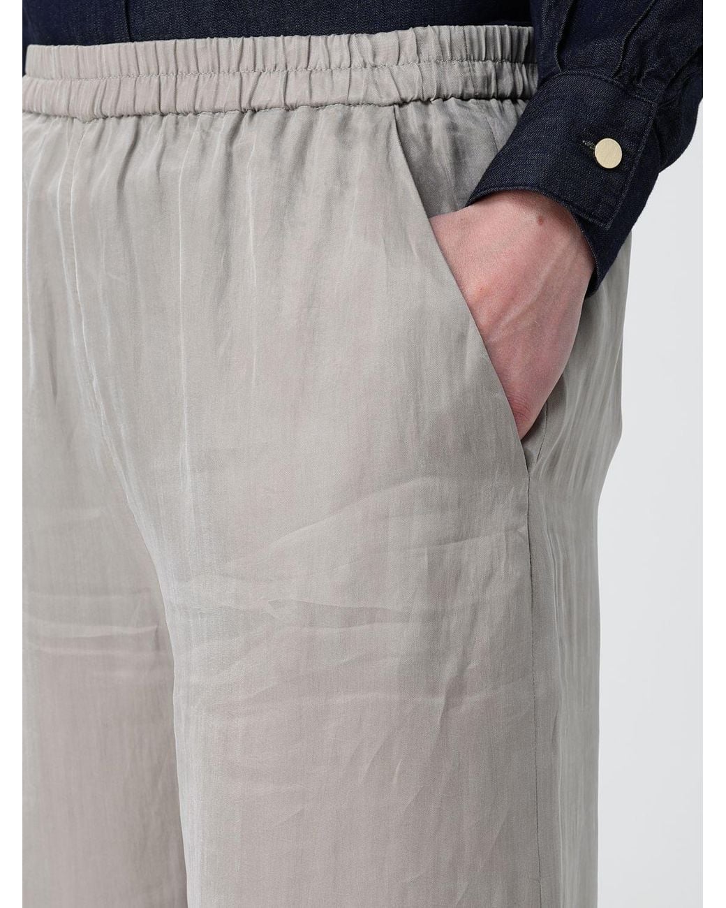 Emporio Armani Gray Wide Lyocell Trousers