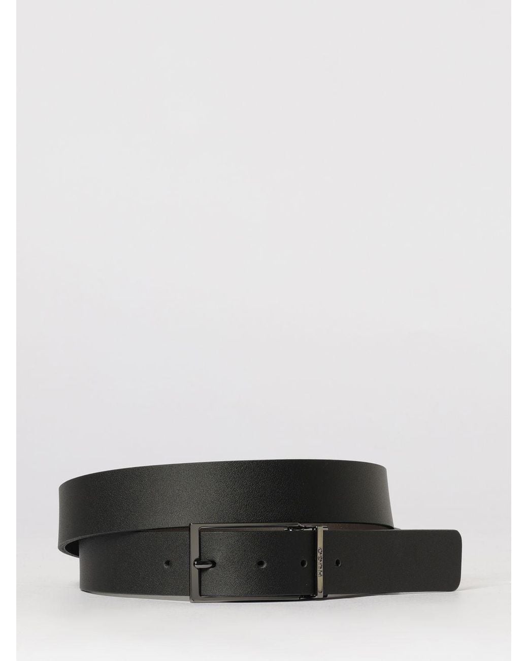 HUGO Black Reversible Leather Belt for men