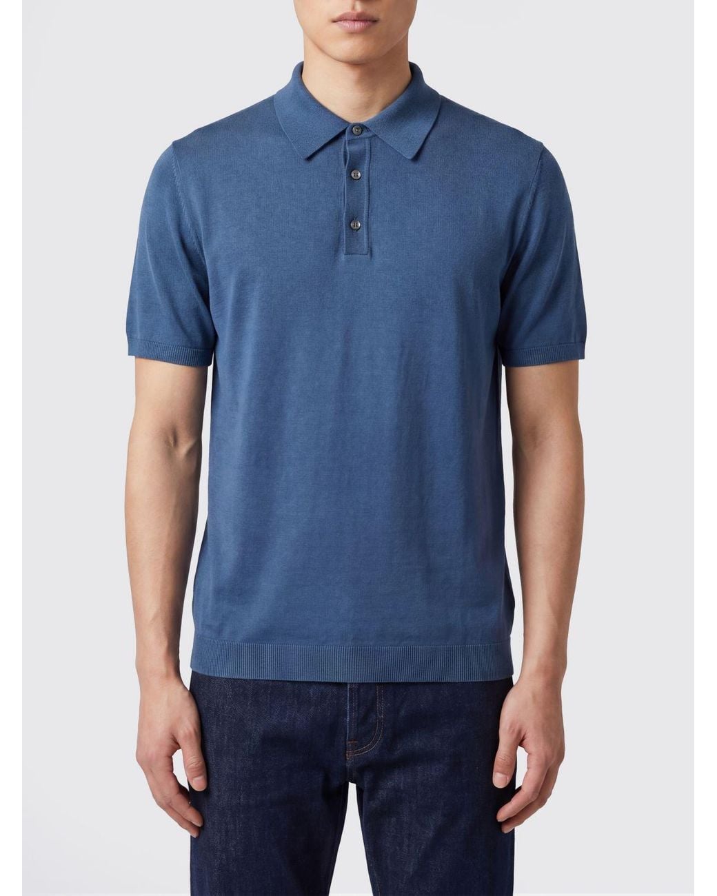 Roberto Collina Blue Knit Polo Shirt for men