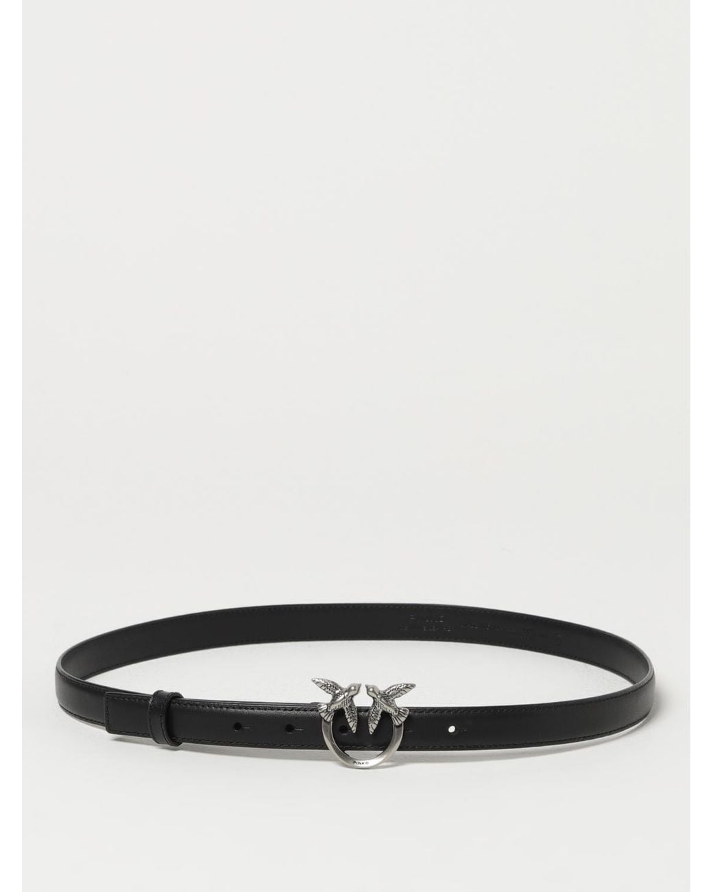 Pinko White Love Birds Leather Belt