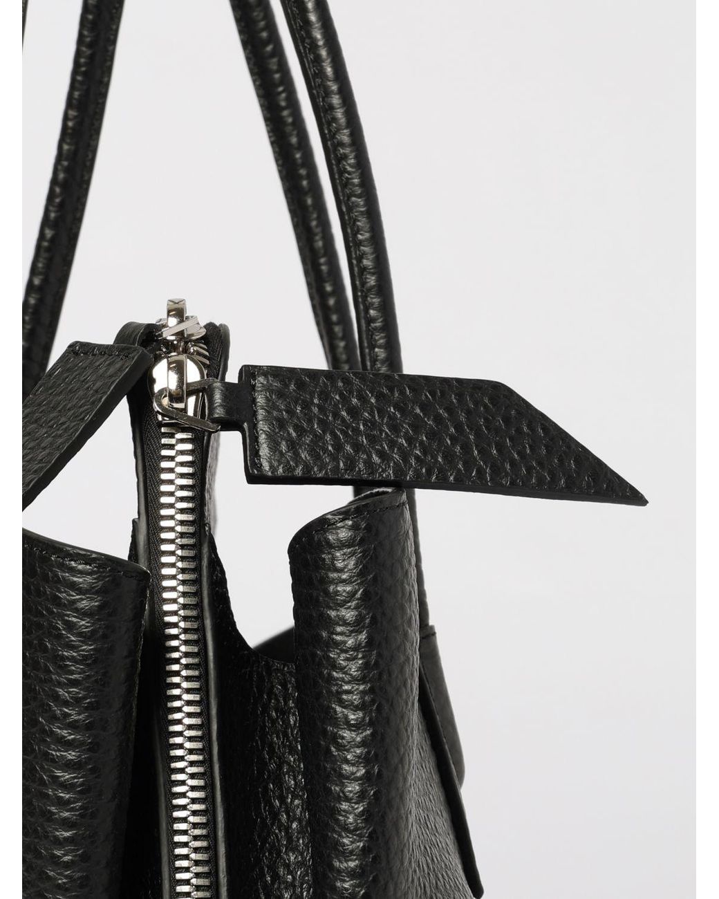 The Attico Black La Passeggiata Medium Grained Leather Bag