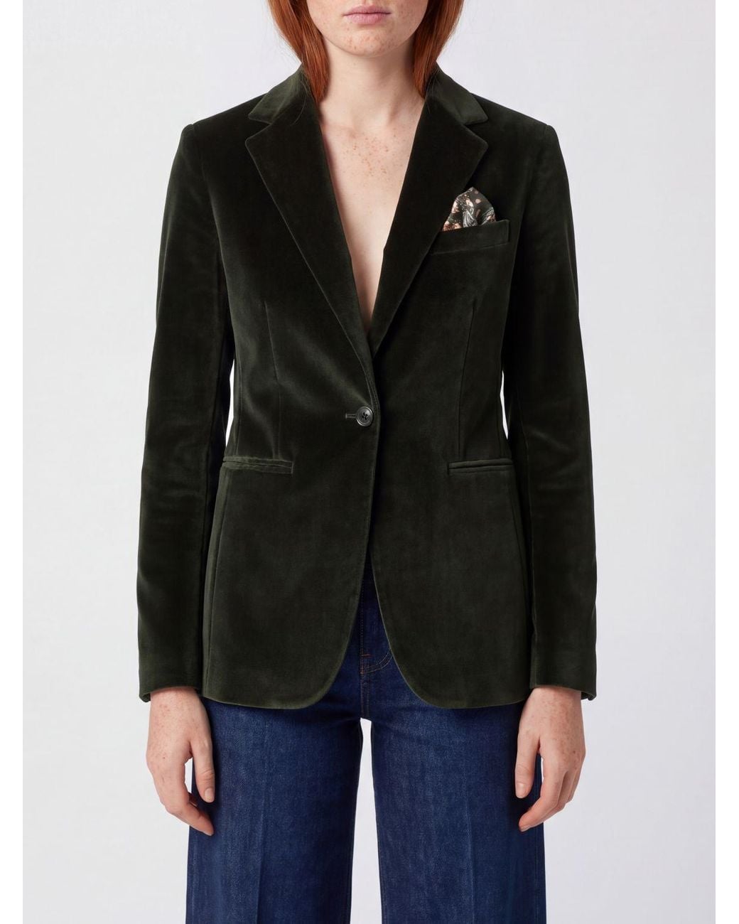 Circolo 1901 Black Single-Breasted Velvet Blazer With Slit Pockets