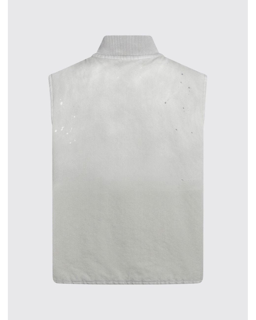 Maison Margiela Blue Cotton Vest With Bomber Collar And Elasticated Hem for men
