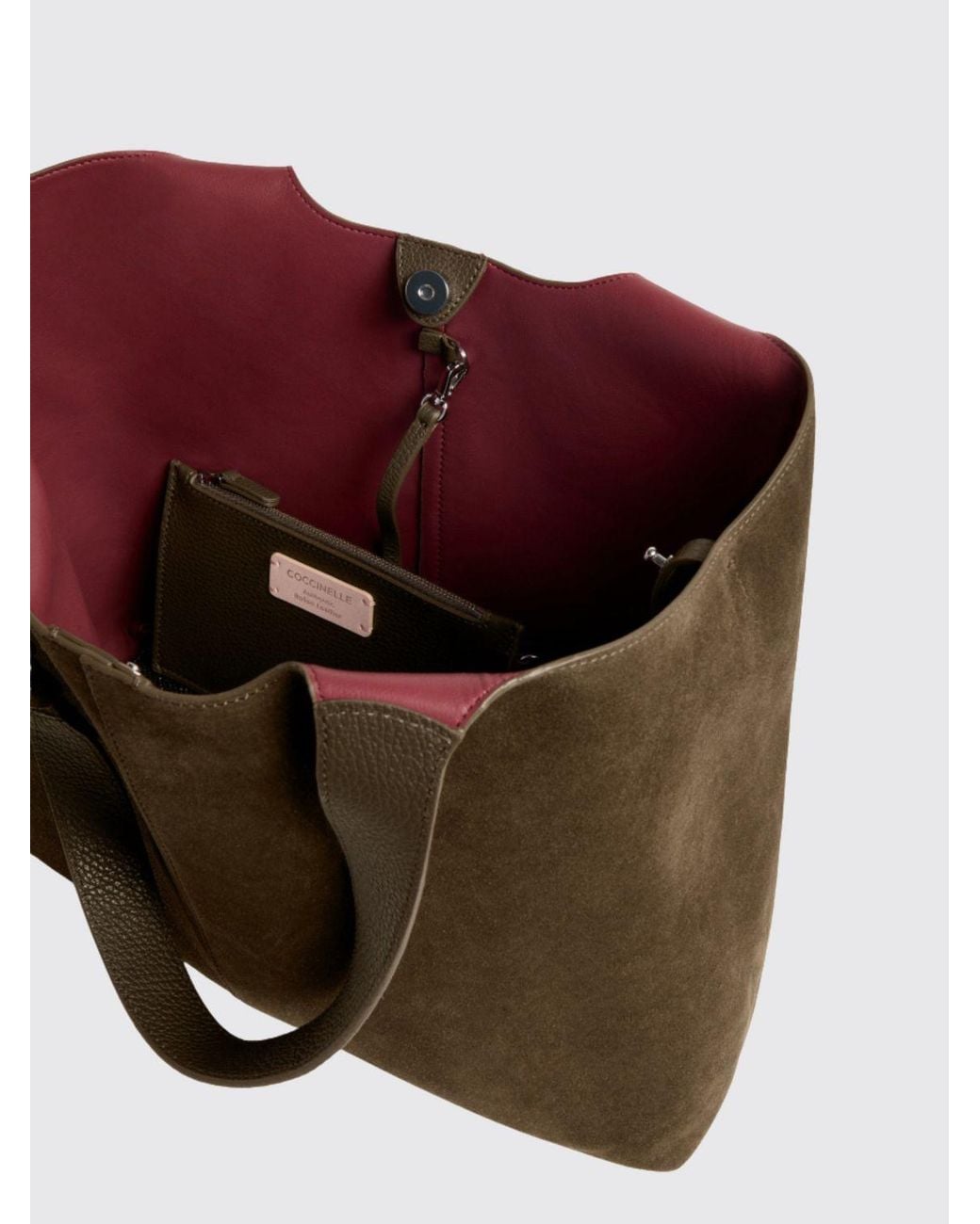 Coccinelle Brown C-Easy Large Leather And Suede Tote Bag With Inner Pouch