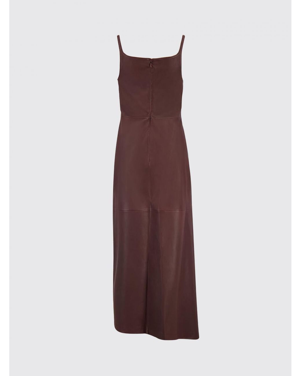 Rabanne Red Asymmetrical Draped Leather Midi Dress With Square Neckline