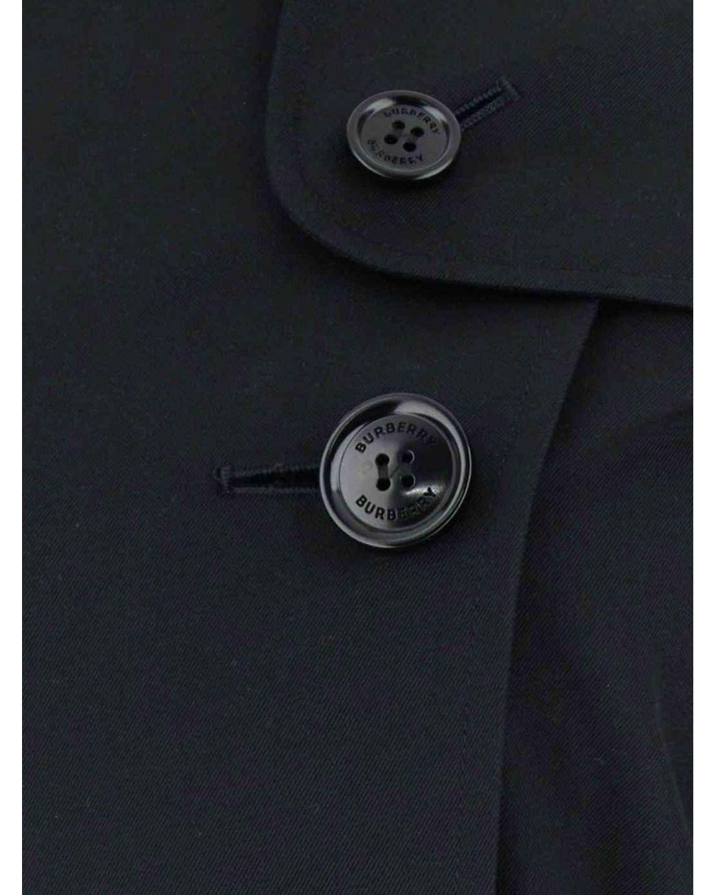Burberry Blue Cropped Double-Breasted Cotton Trench Coat With Adjustable Belt