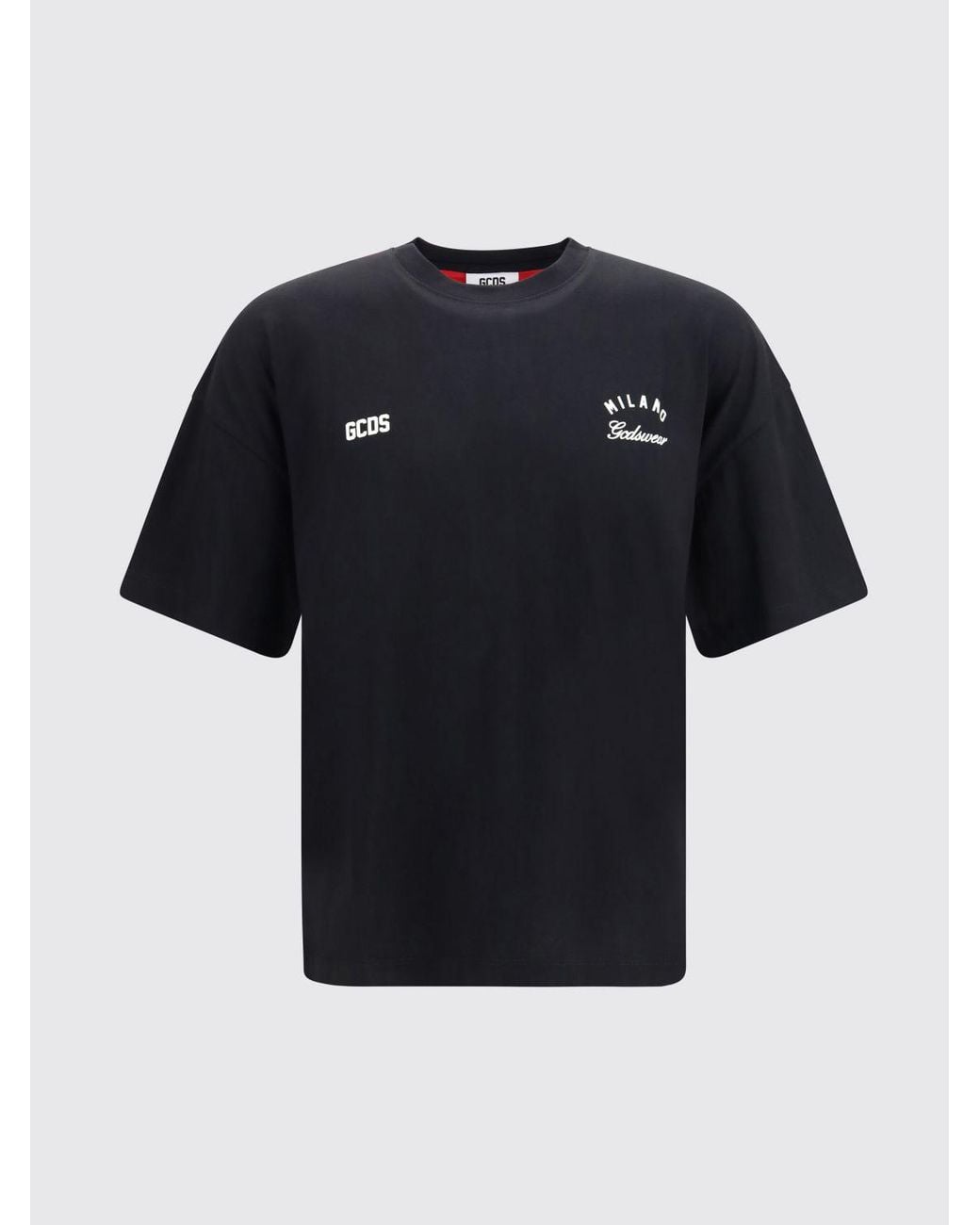 Gcds Blue Cotton T-Shirt With Back Logo And Dropped Shoulders for men