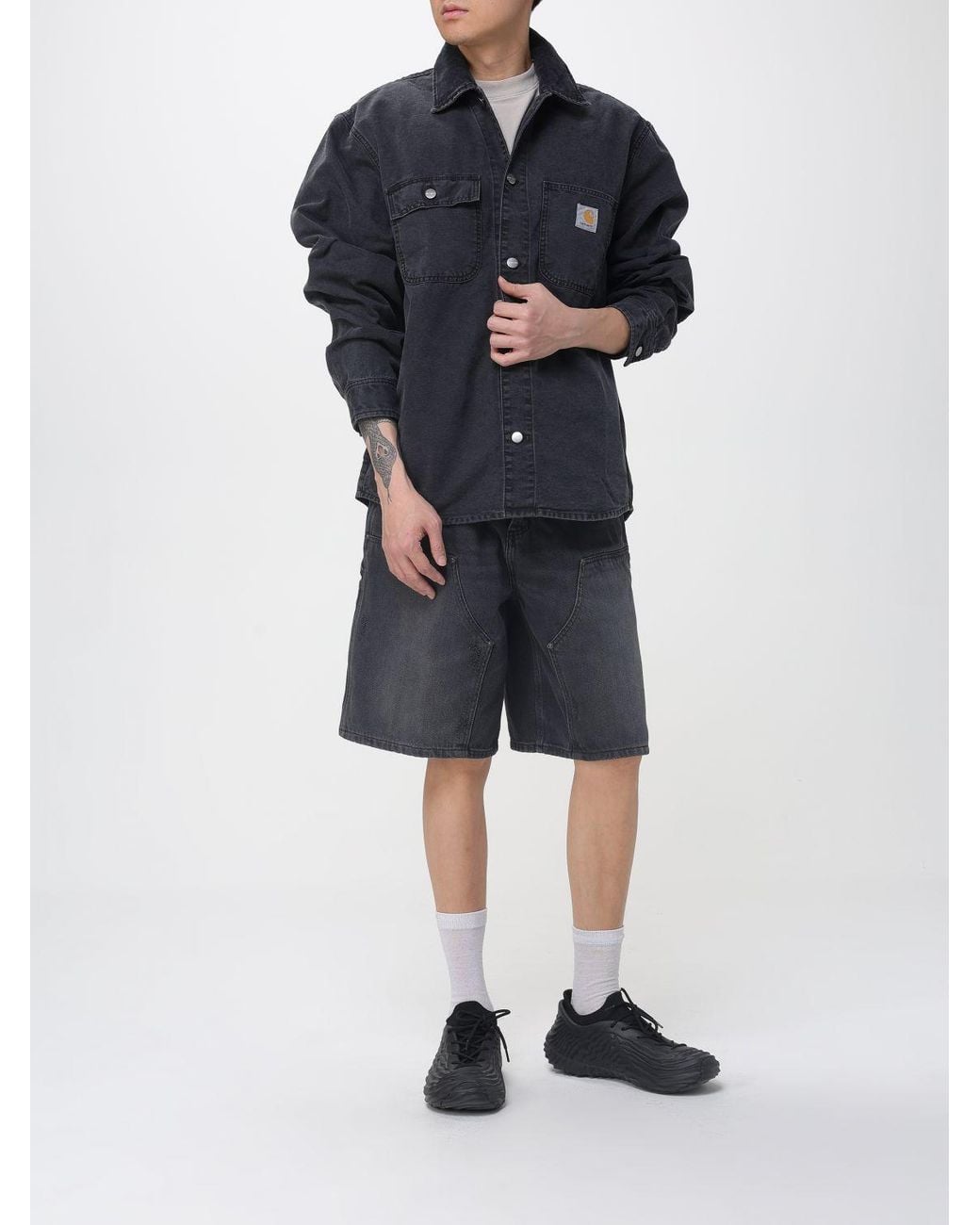 Carhartt Blue Mitch Cotton Overshirt With Logo for men