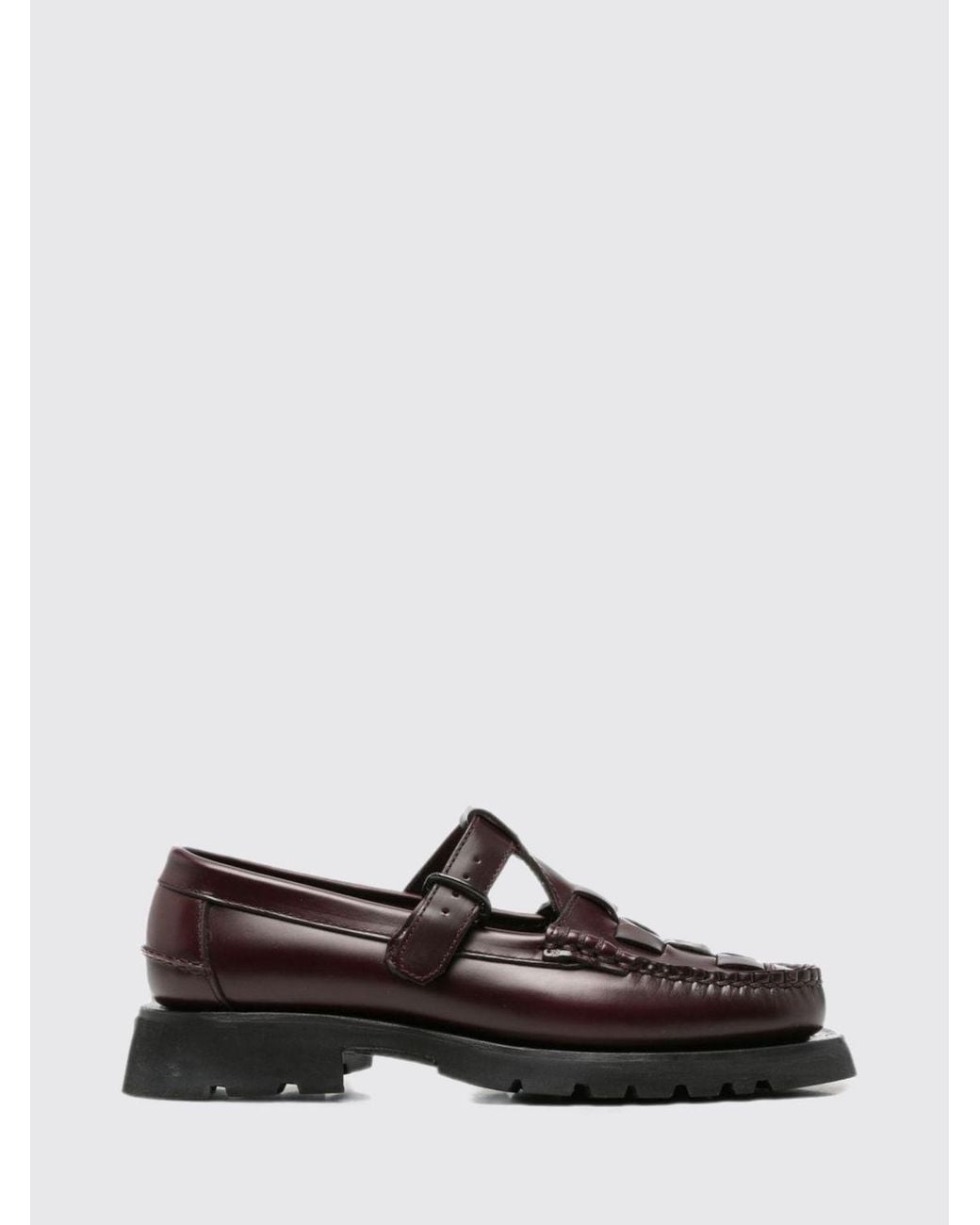 Hereu White Soller Sport Brushed Leather Loafers With Strap And Low Heel