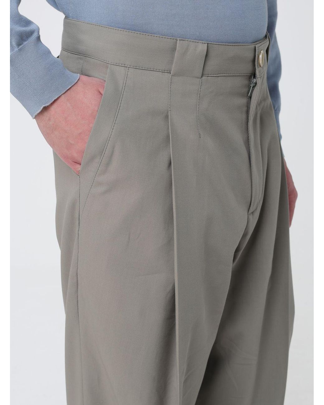 Brunello Cucinelli Gray Cotton Tailored Trousers for men