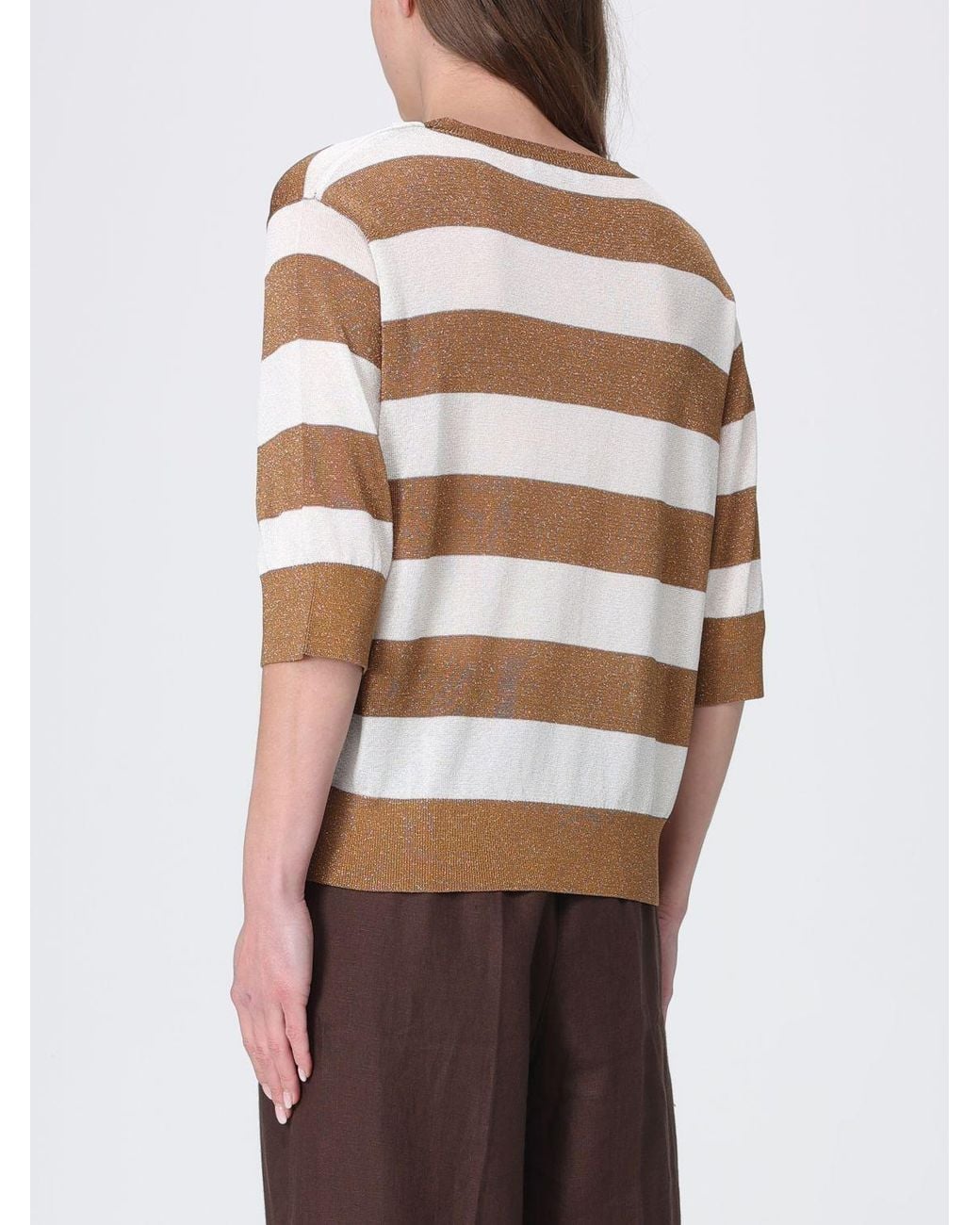 Kangra Brown Striped Viscose Blend Sweater