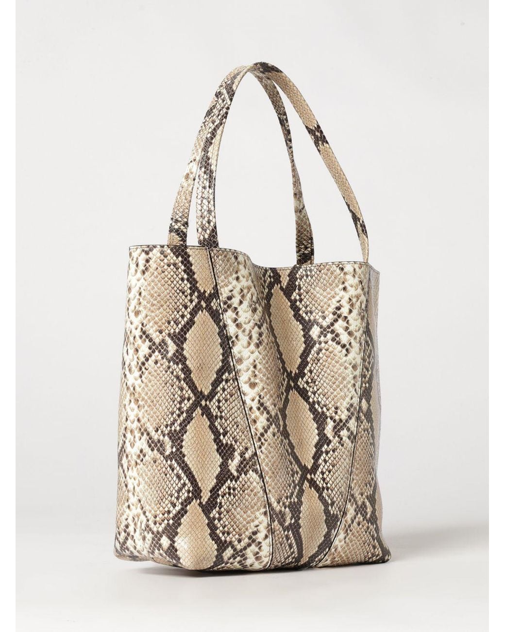 Chloé Natural ChloÉ Spin Python-Print Calfskin Tote Bag With Charm