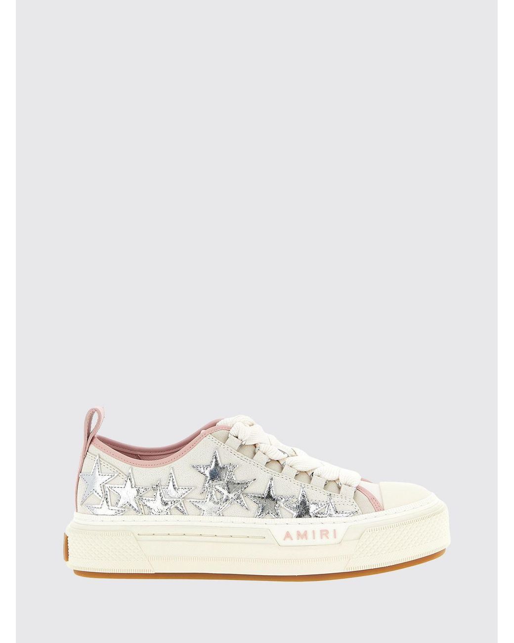 Amiri White Stars Court Low Laminated Leather And Glitter Sneakers