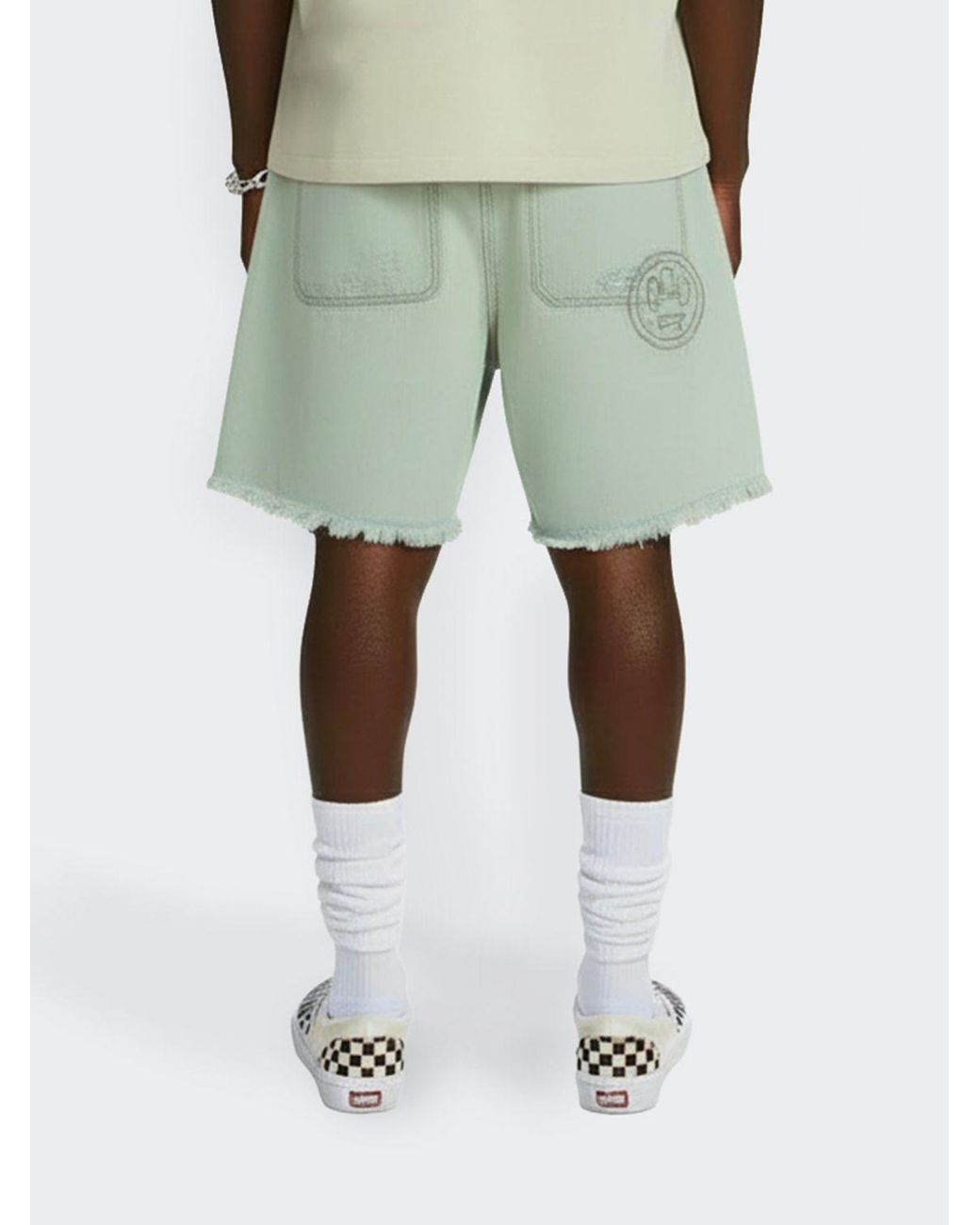 Barrow Green Distressed Denim Shorts for men