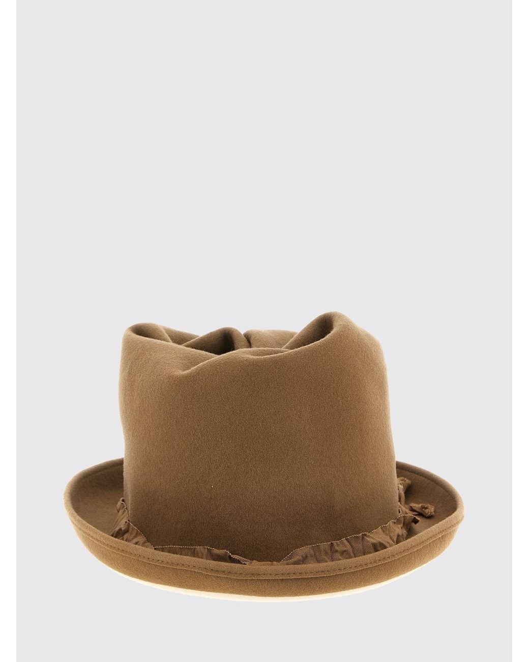 Yohji Yamamoto Brown Asymmetrical Crushed-Effect Hat for men