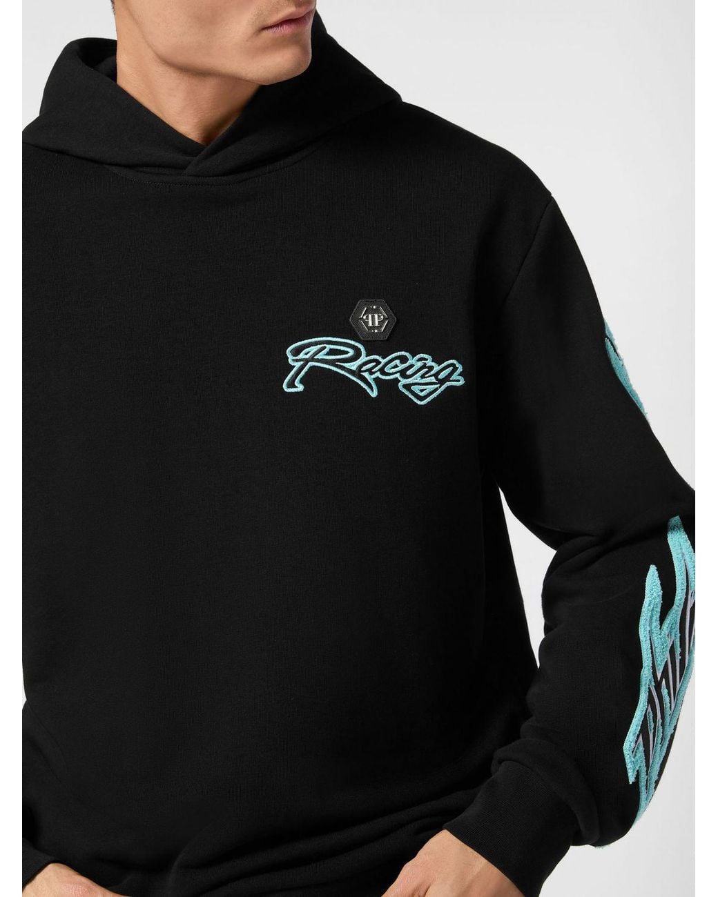 Philipp Plein Black Relaxed Fit Cotton Hoodie With Logo Print for men