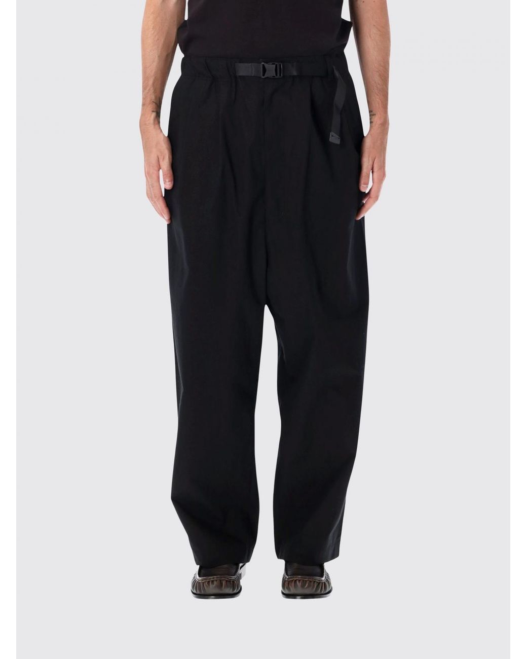 Comme des Garçons Black Comme Des GarÇ Ons Wide Leg Cotton Trousers With Pleats And Drawstring for men