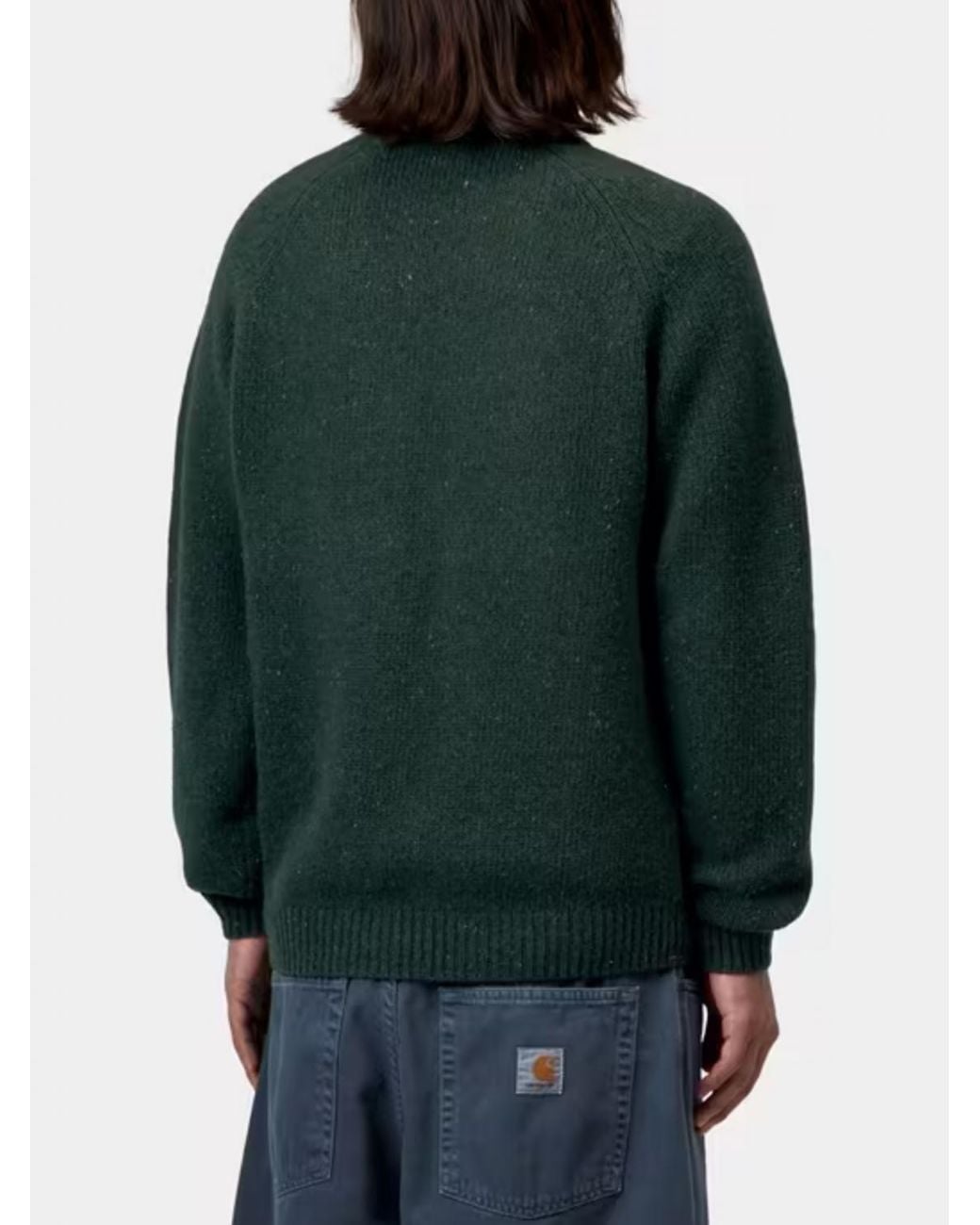 Carhartt Green Long-Sleeved Wool And Cotton Blend Crewneck Sweater for men