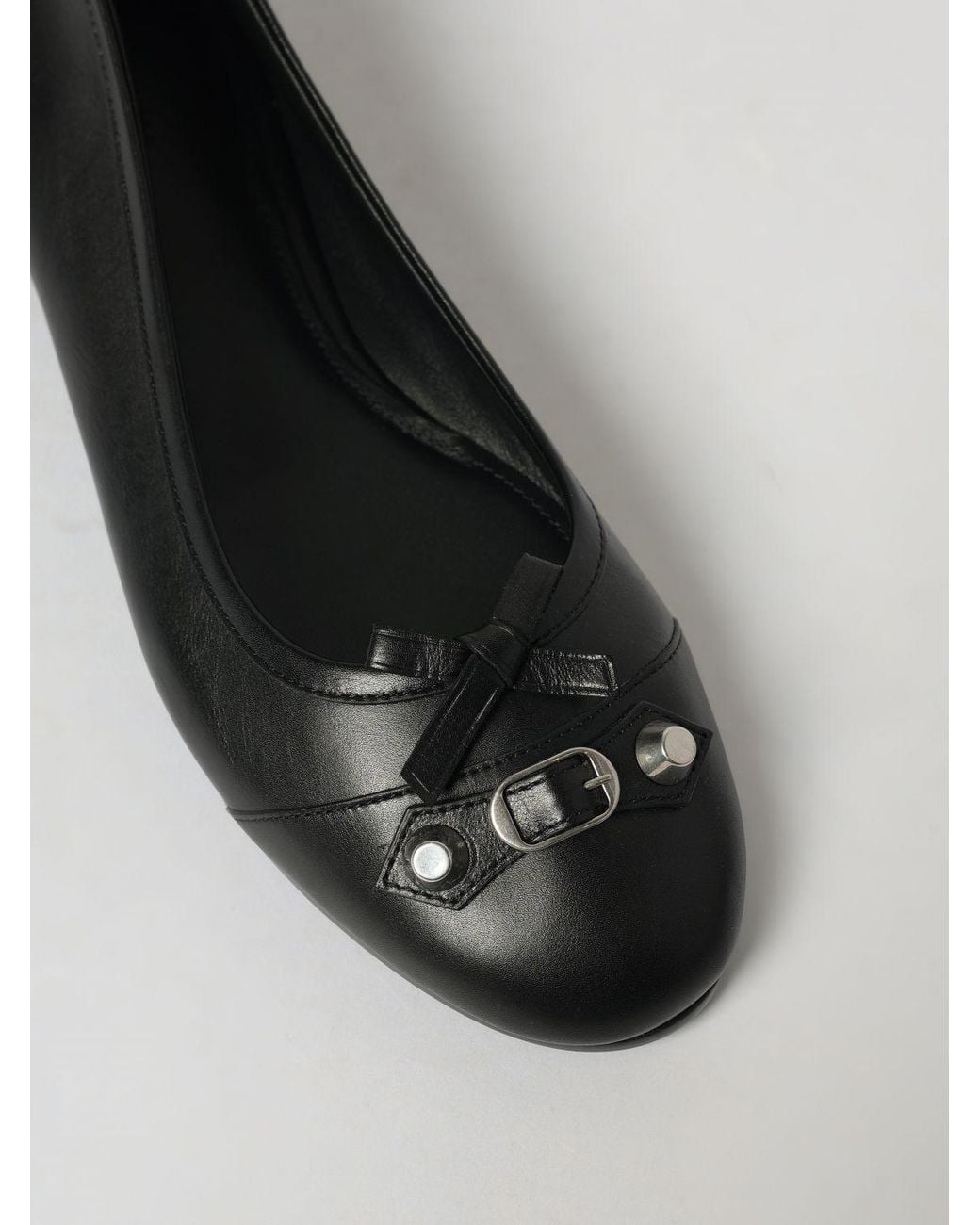 Balenciaga Black City Up Leather Ballerinas