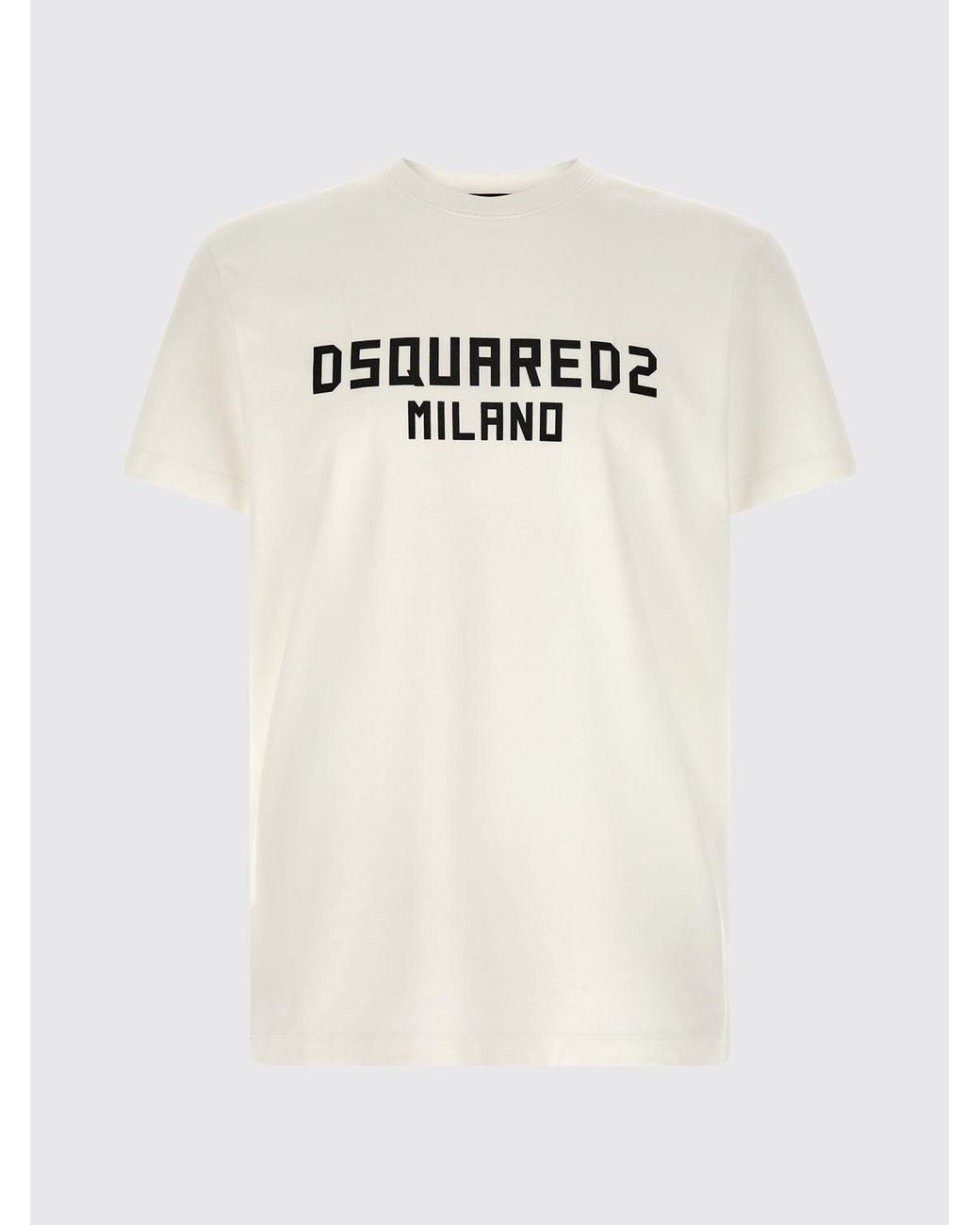 DSquared² White Short-Sleeved Cotton T-Shirt With Contrasting Logo Print for men