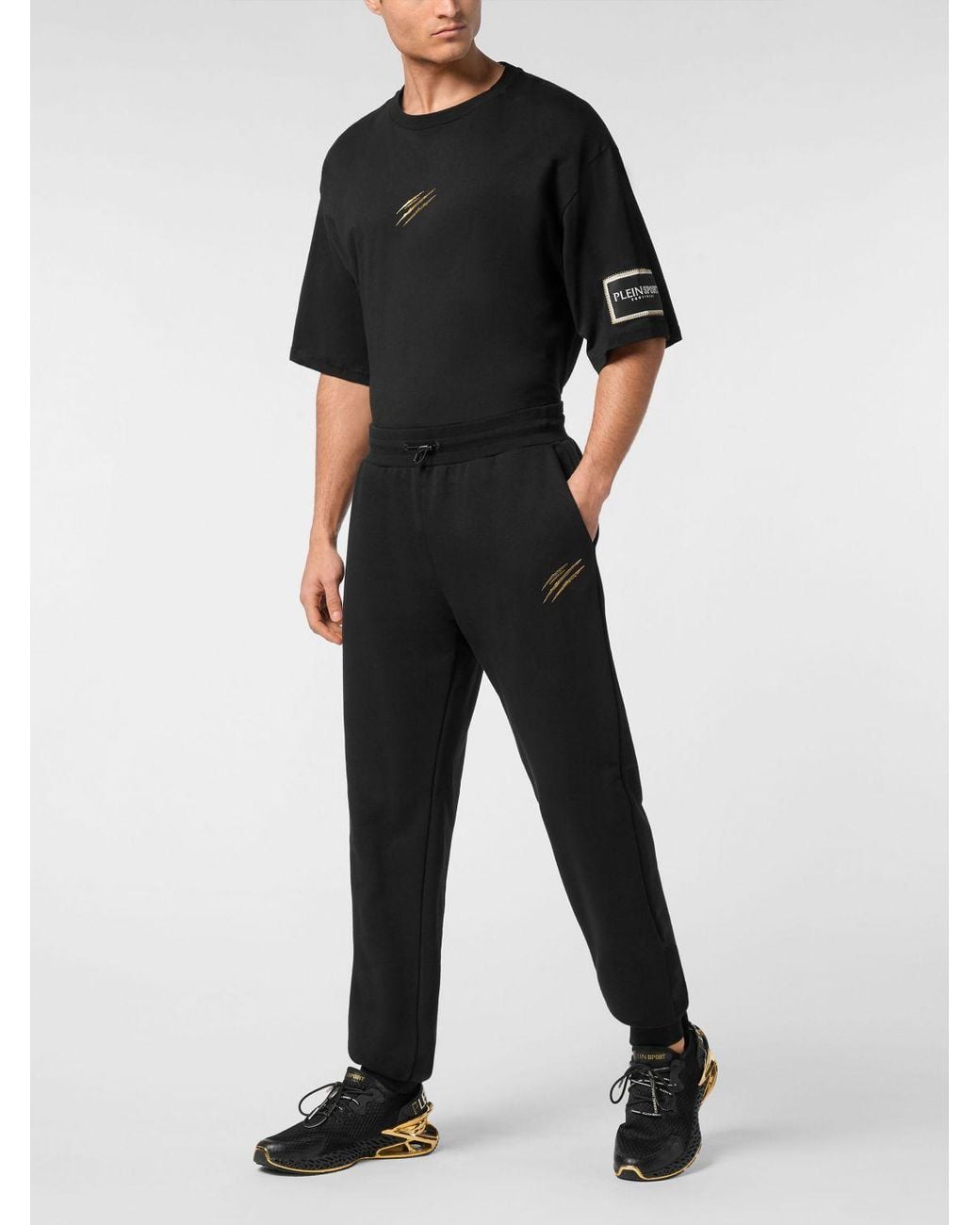 Philipp Plein Black Cotton Jersey Jogging Trousers With Elasticated Drawstring Waist for men