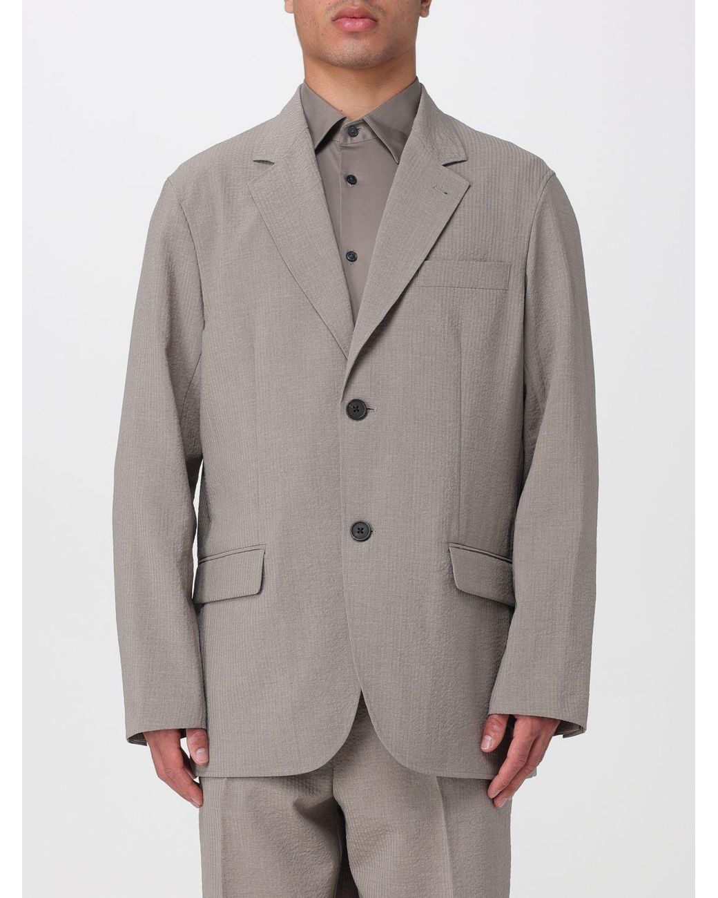 Emporio Armani Gray Single-Breasted Polyester Blazer for men