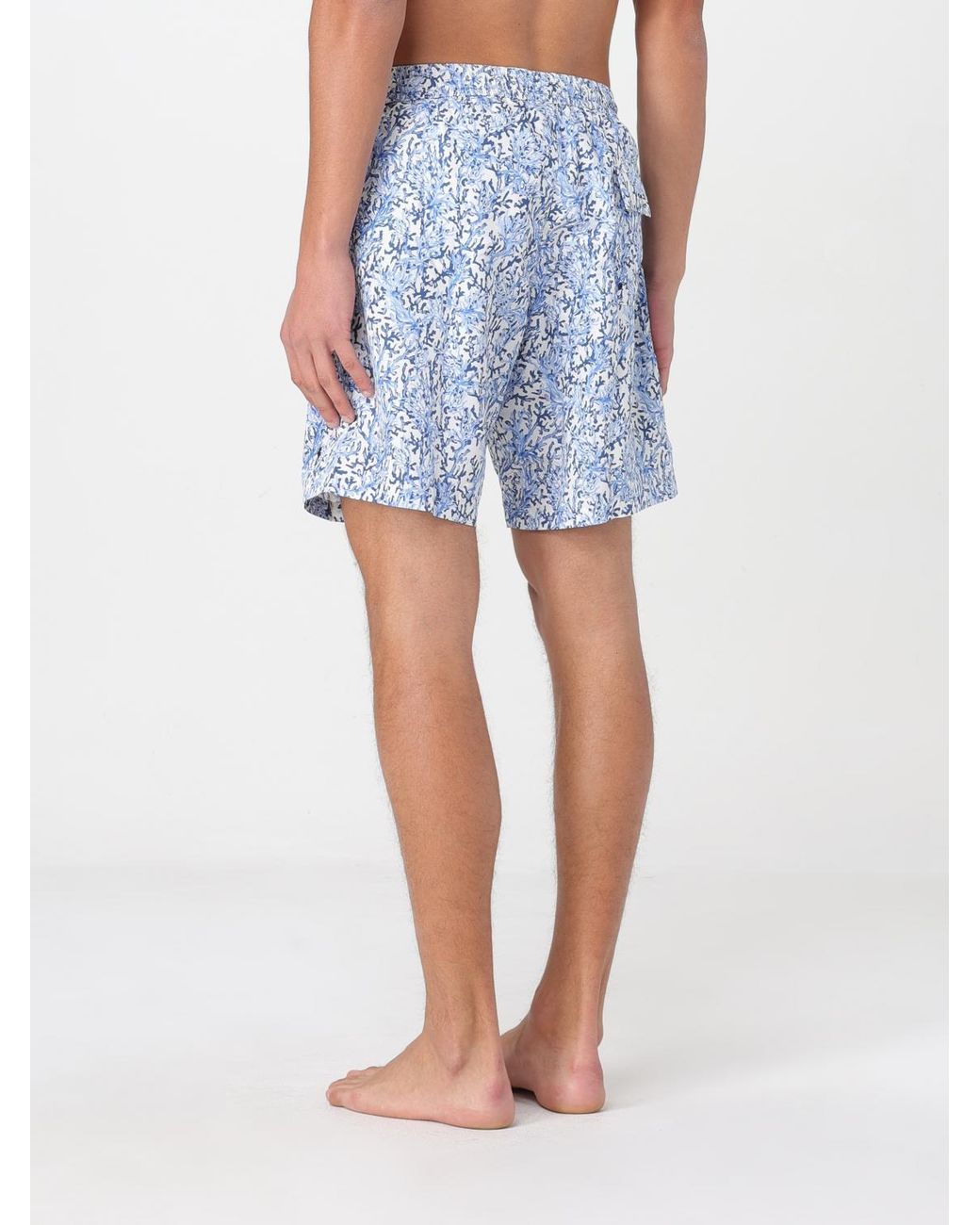 Kampos Blue Patterned Nylon Swim Shorts for men