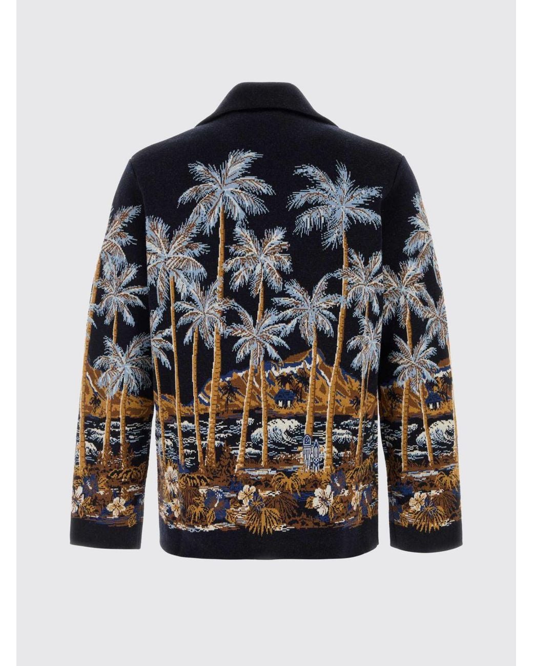 Alanui Blue Diamond Head Graphic Print Wool Blend Cardigan for men