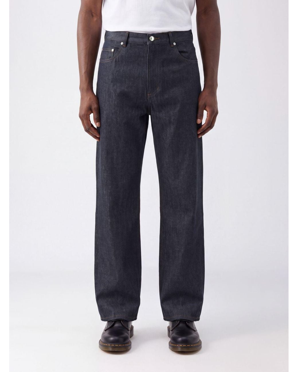 A.P.C. Blue Aaron Mid-Rise Wide-Leg Cotton Denim Jeans With Five Pockets for men