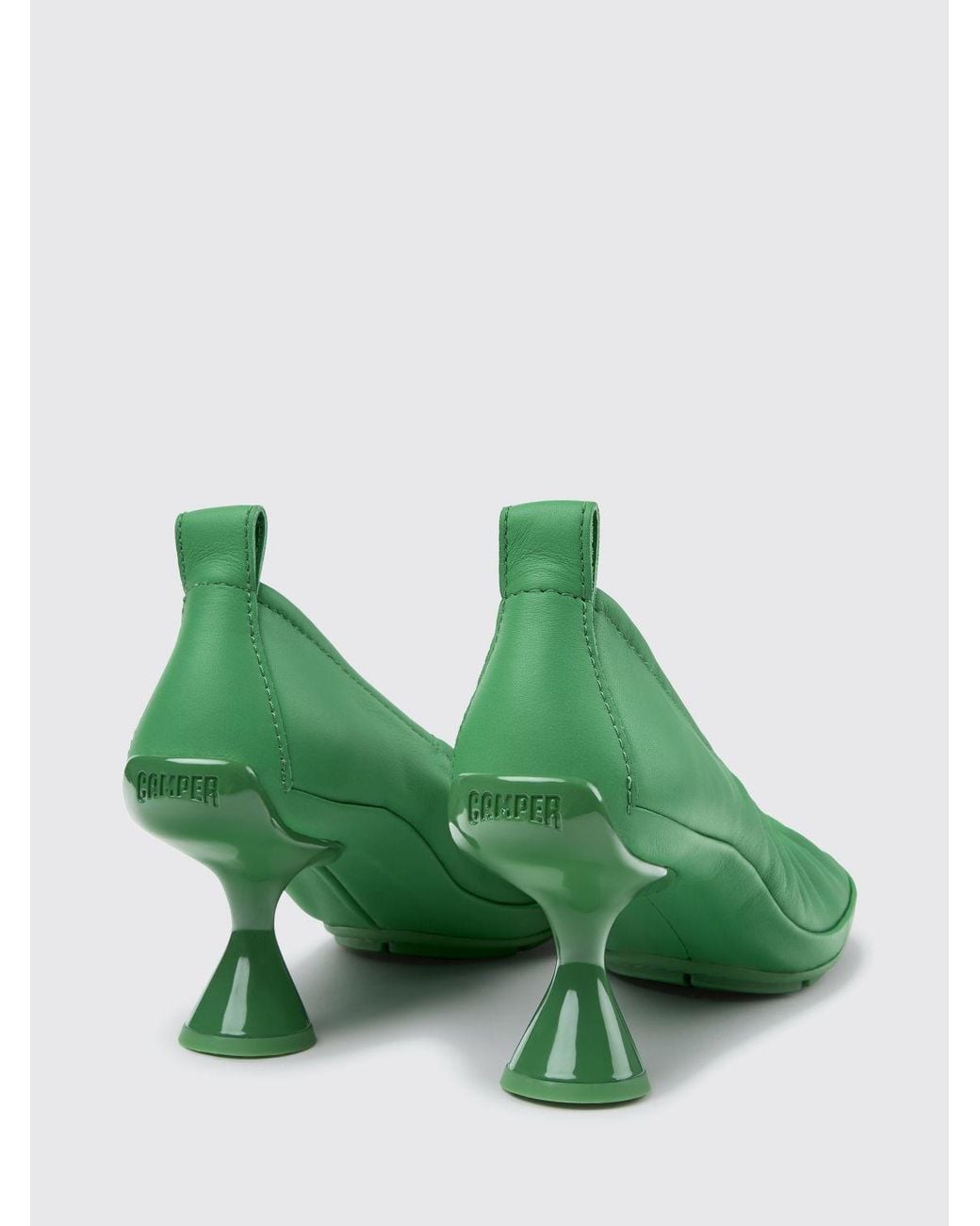 Camper Green Right Left Smooth Leather Pumps With Mid Spool Heel