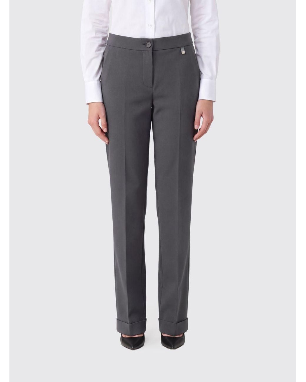 Herno Gray Skinny Crêpe Trousers With Mid-Rise Waist And Slash Pockets
