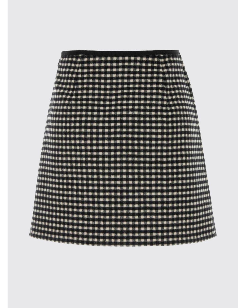Valentino Black Checked Virgin Wool And Cashmere Skirt