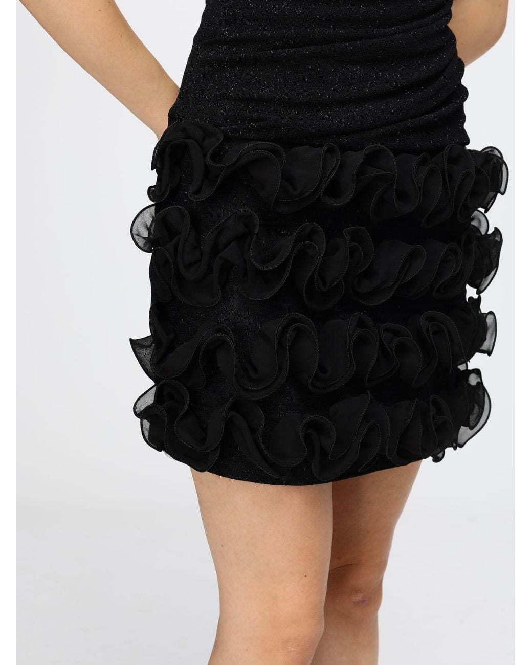 Hanita Black Off-The-Shoulder Sheath Mini Dress