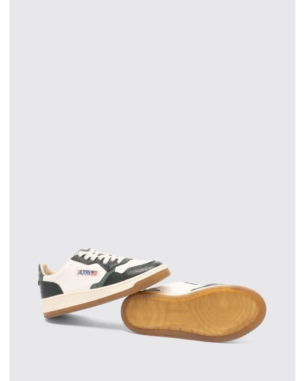 Autry White Medalist Low Super Vintage Leather And Suede Sneakers With Worn Effect