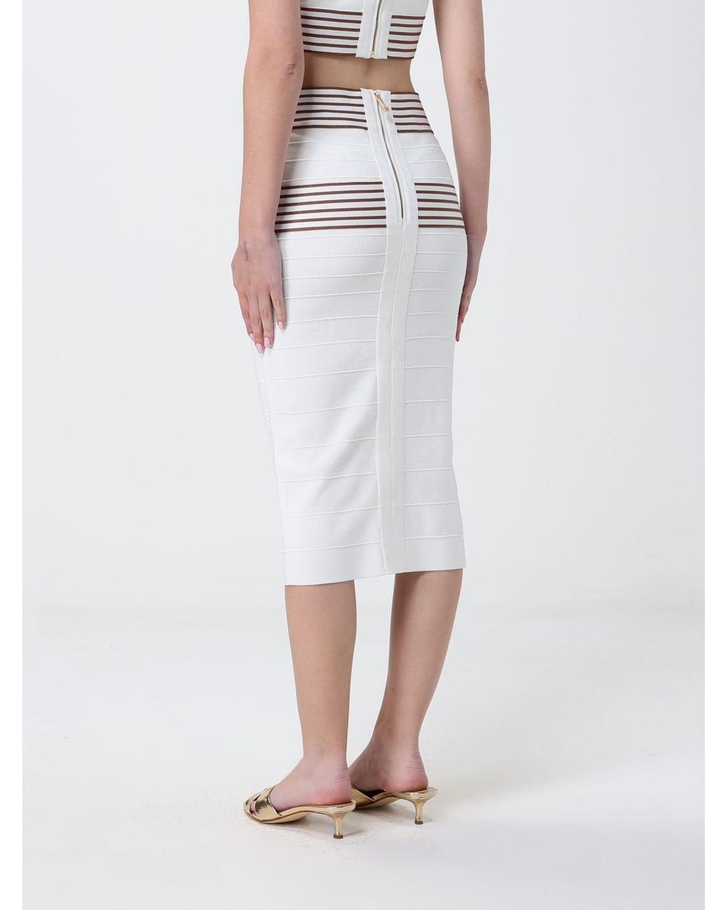 Elisabetta Franchi White Jersey Midi Skirt