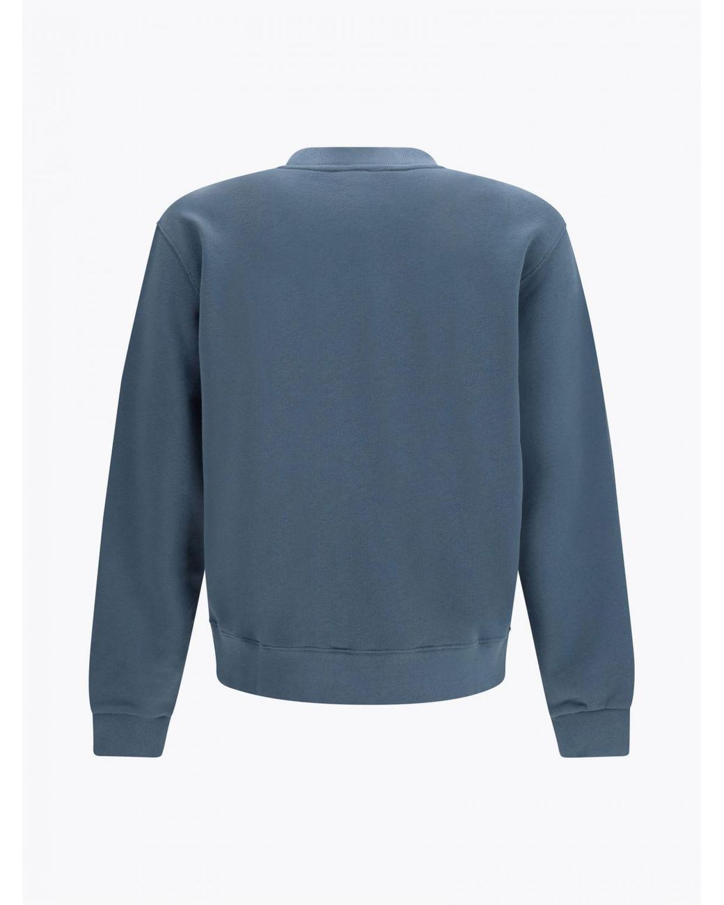 KENZO Blue Cotton Crewneck Jumper With Contrast Logo And Dropped Shoulders for men