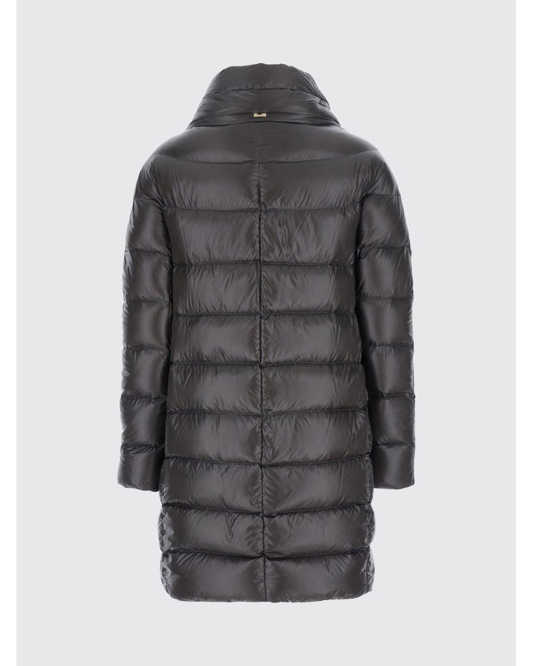 Herno Gray Dora Quilted High Neck Knee-Length Down Jacket