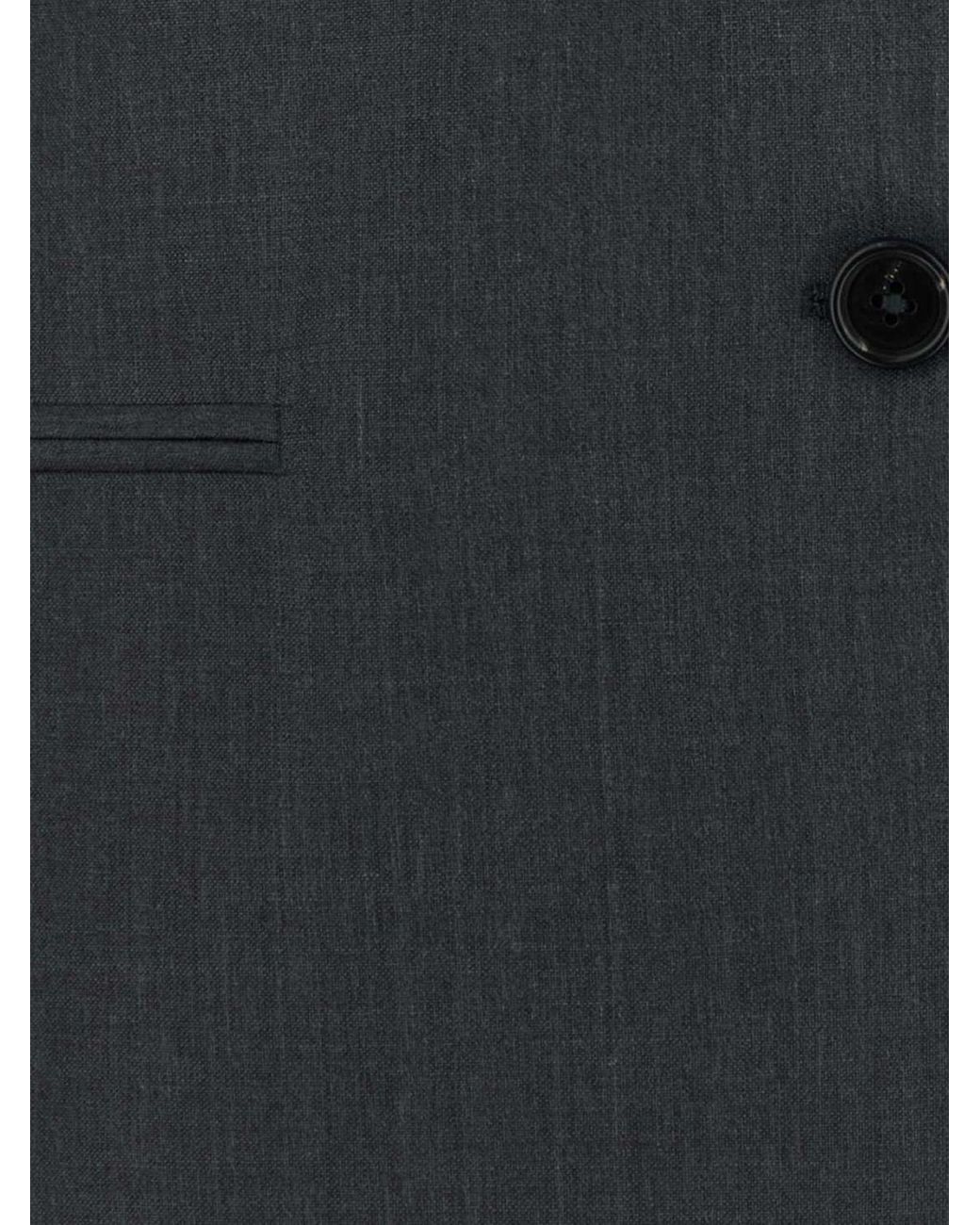 Jil Sander Gray Knee-Length Single-Breasted Virgin Wool Blazer