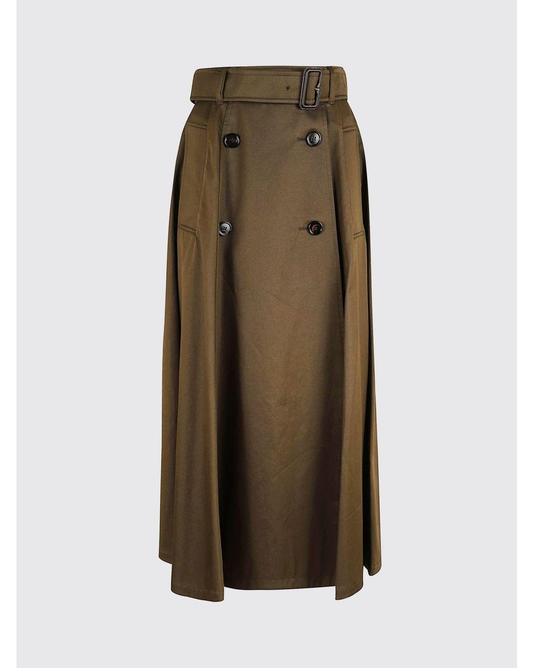 Burberry Brown High-Waisted Cotton Wrap Maxi Skirt With Belt
