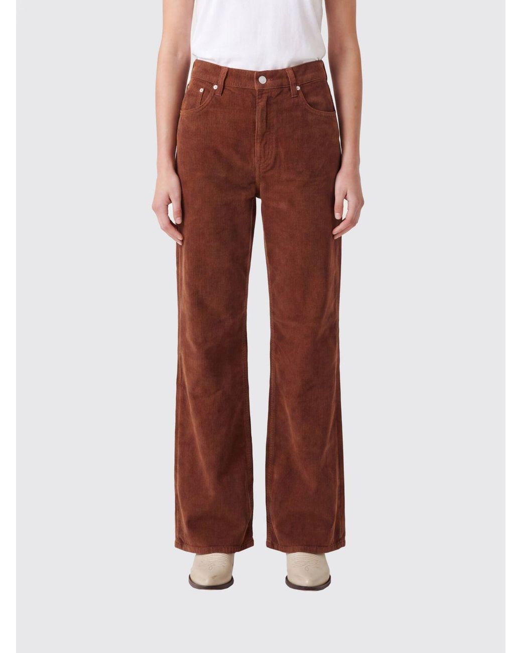 Haikure Red Korea High-Waisted Straight Corduroy Pants