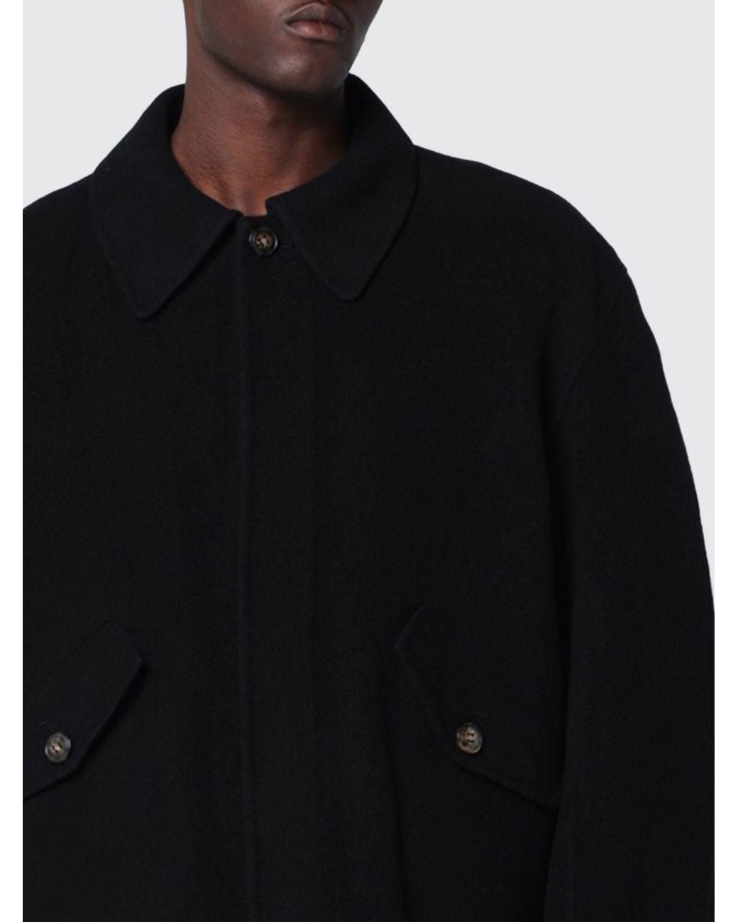 Séfr Blue Short Single-Breasted Wool Coat With Buckled Cuffs for men