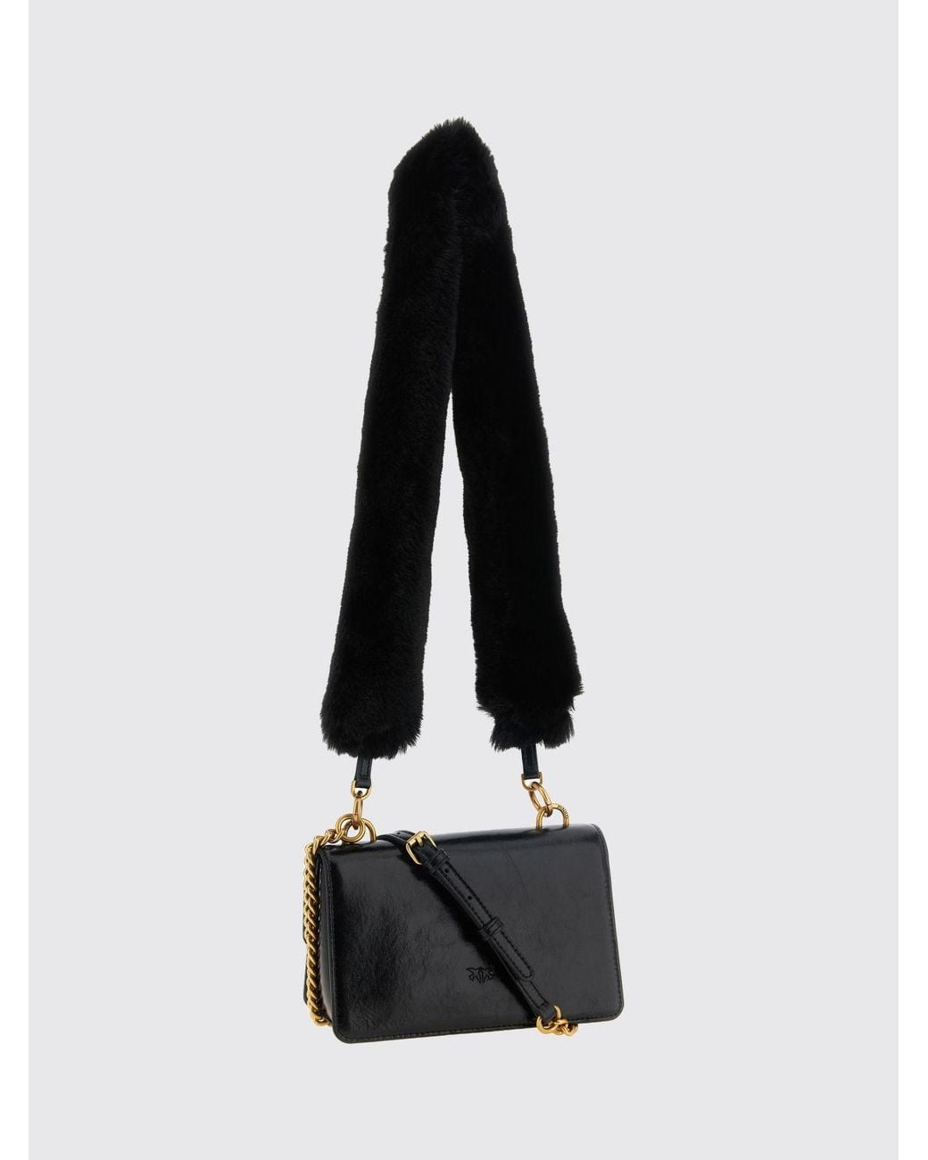Pinko White Love One Classic Mini Leather Crossbody Bag With Love Birds Buckle