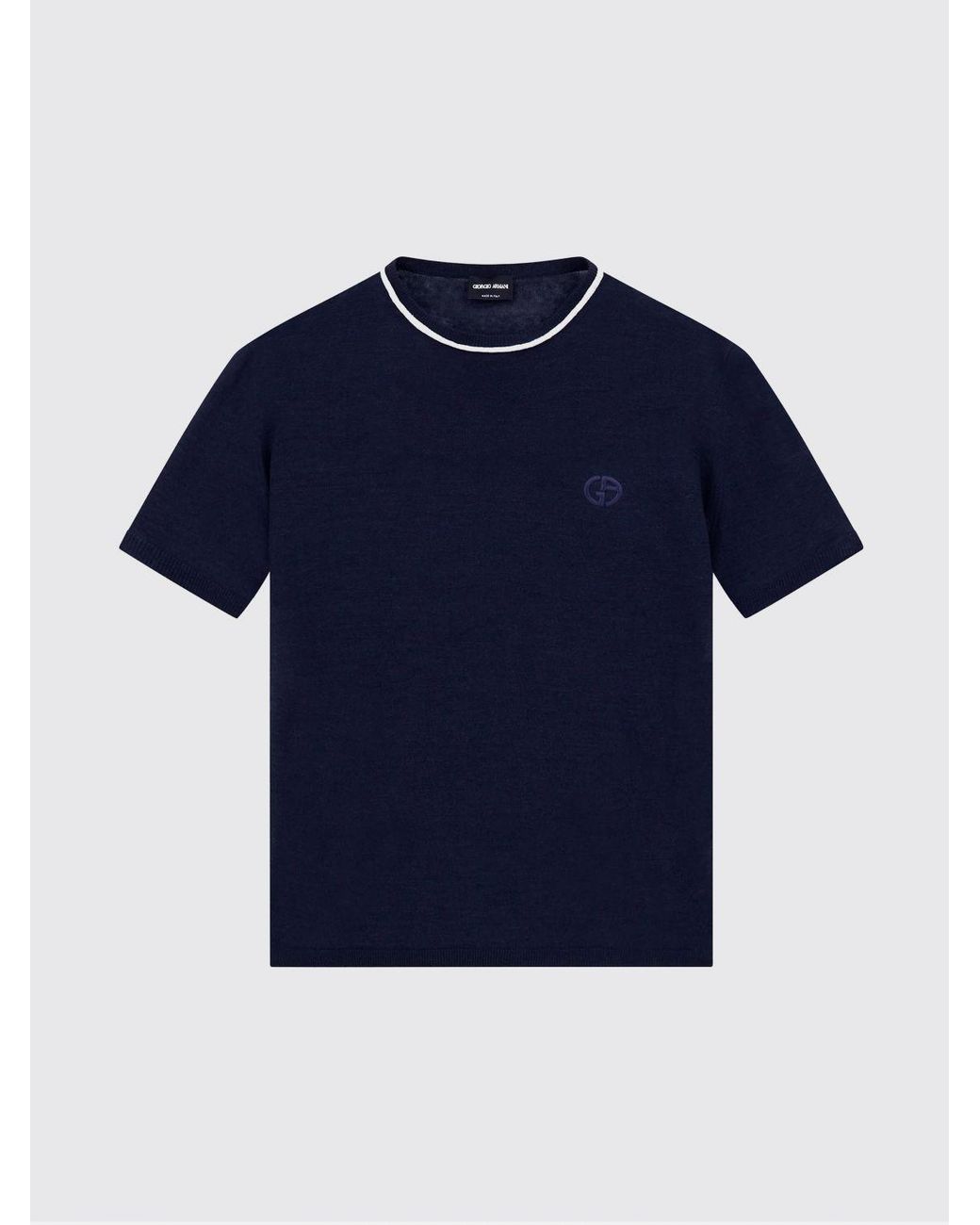 Giorgio Armani Rundhals Pullover Aus Leinen Und Seide in Blue für Herren