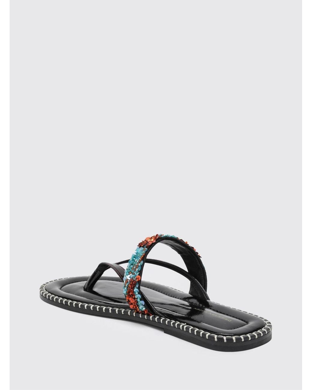 Dries Van Noten White Leather Sandal With Embroidered Sequins