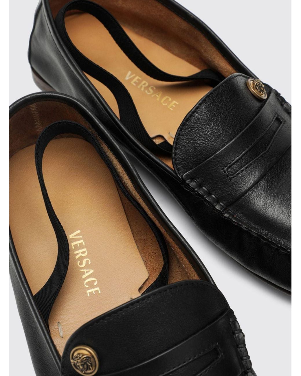 Versace White Leather Loafers for men