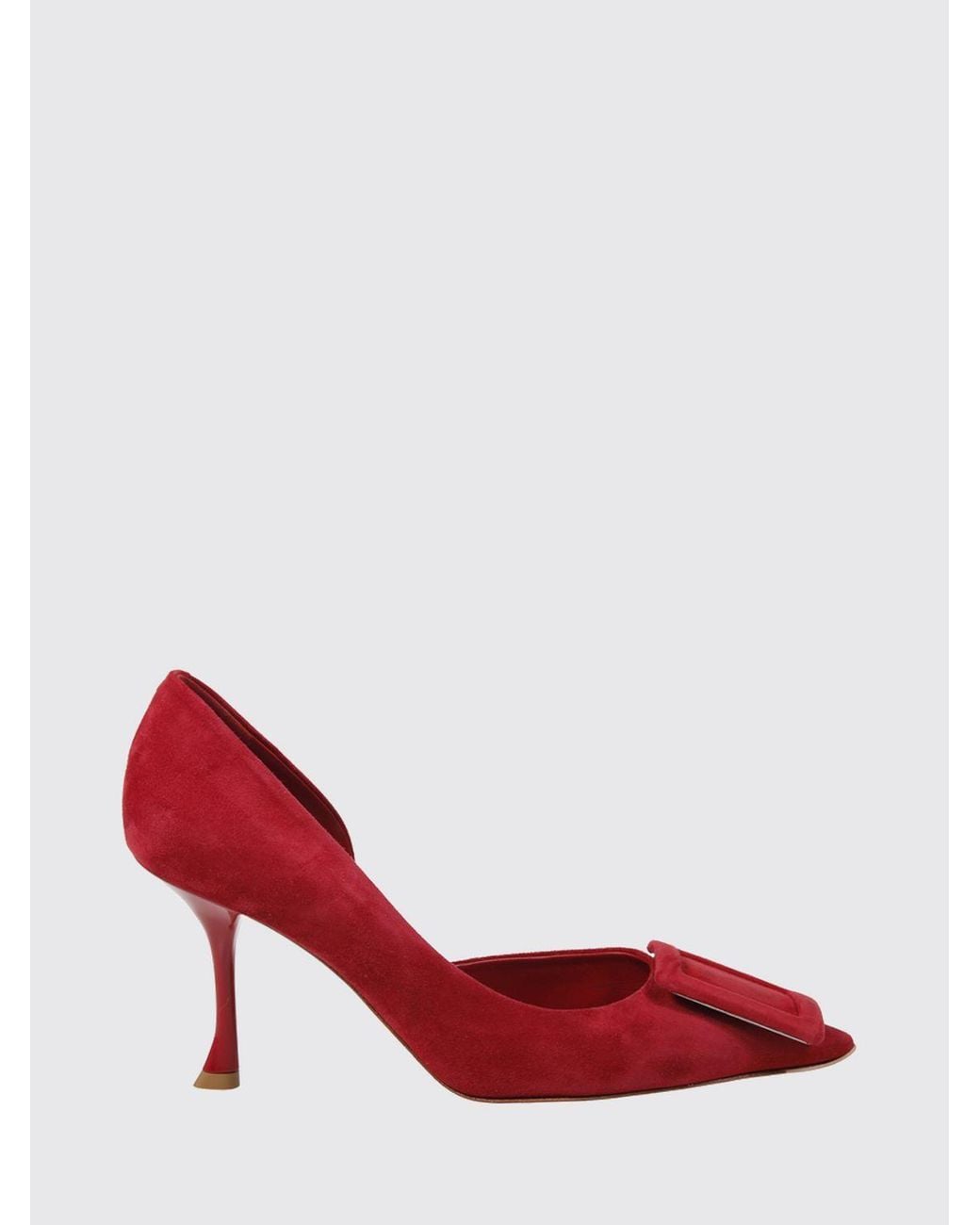 Roger Vivier Red Ville D'Orsay Suede Stiletto Heel Court Shoes