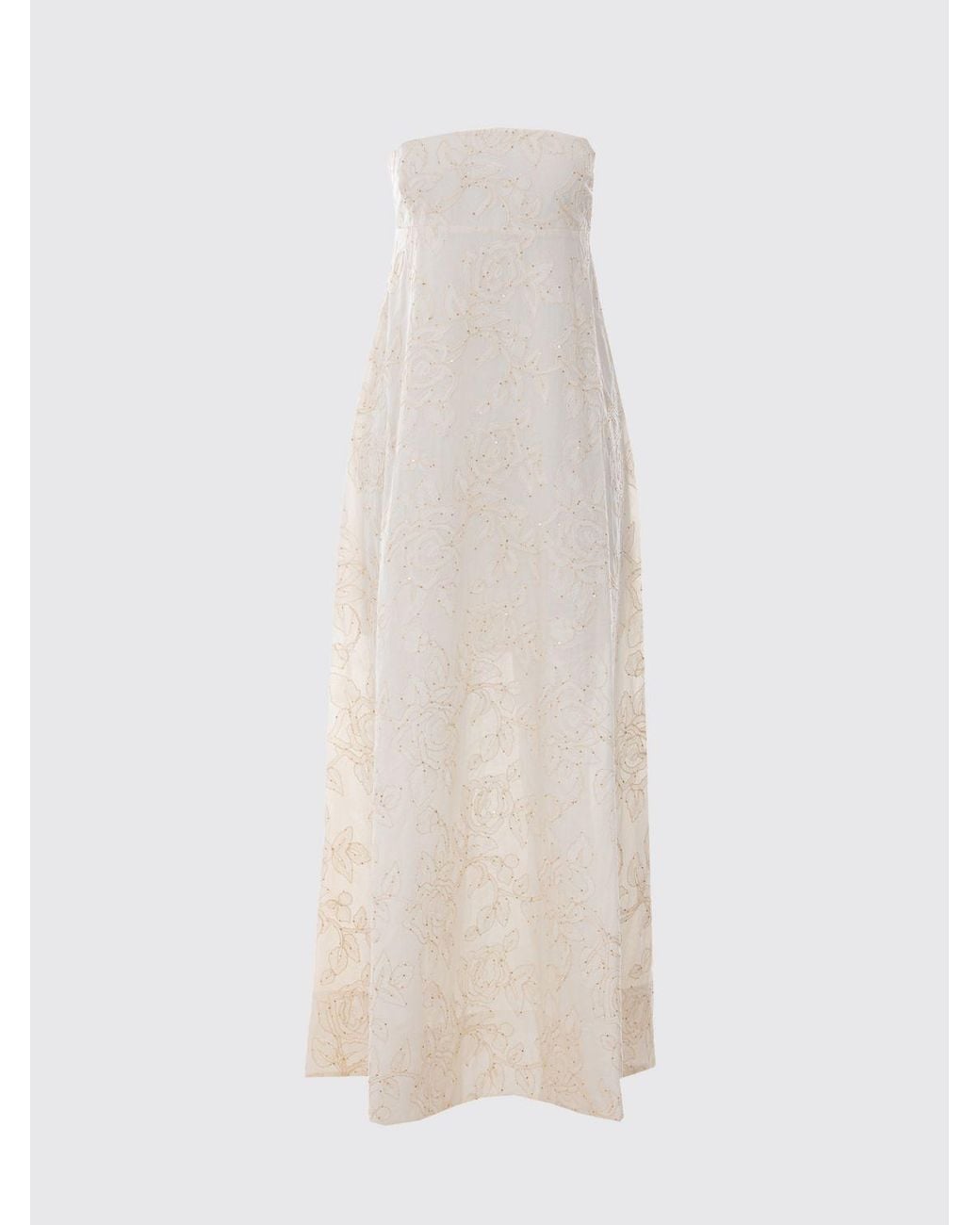 Liu Jo Natural Cotton Dress With Embroidery And Sequins