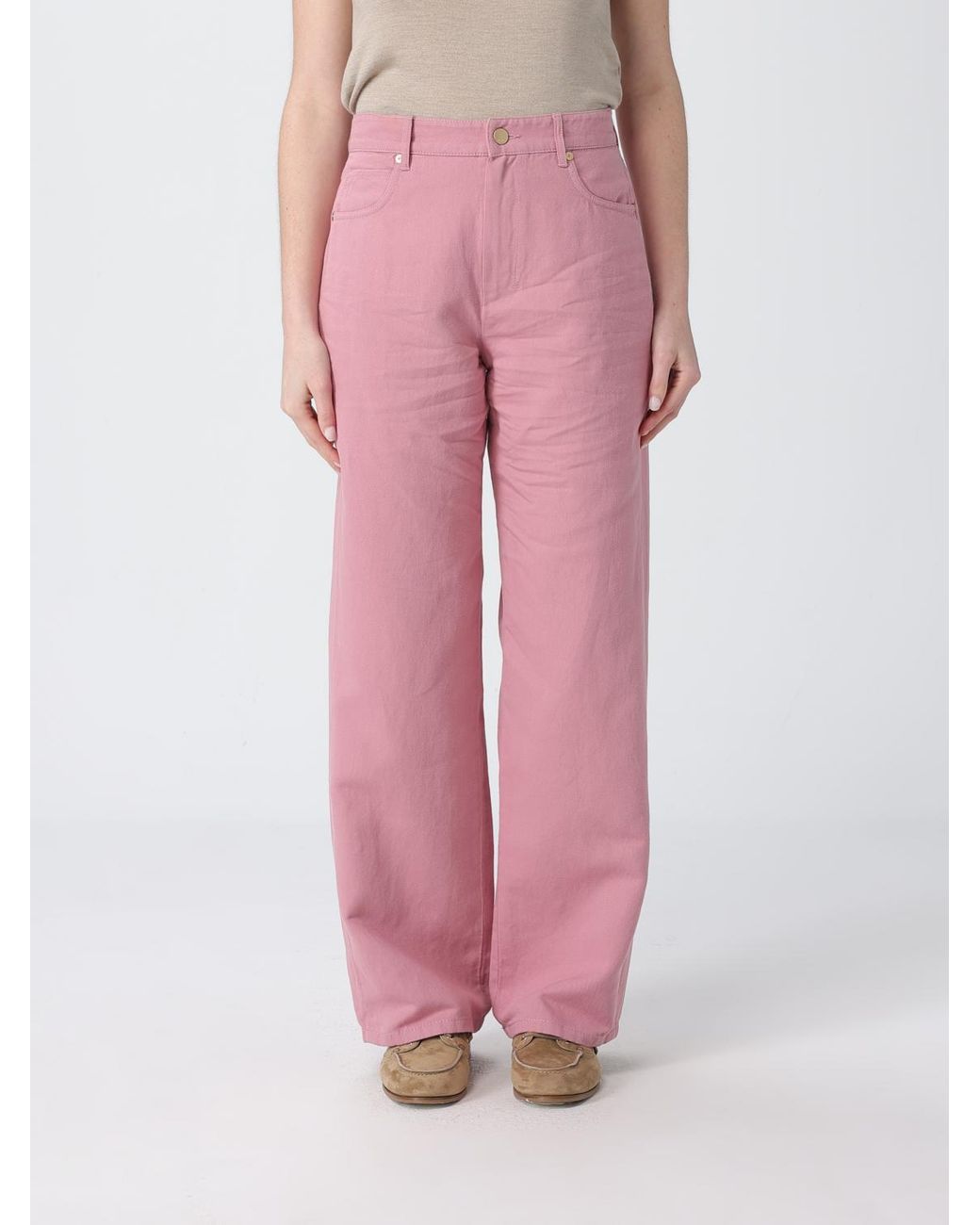 Max Mara Pink Cotton And Linen Trousers