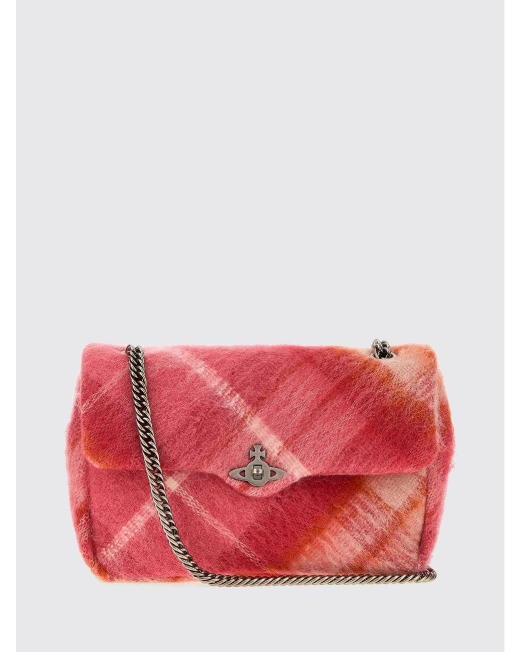 Vivienne Westwood Red Anita Check Wool And Mohair Crossbody Bag