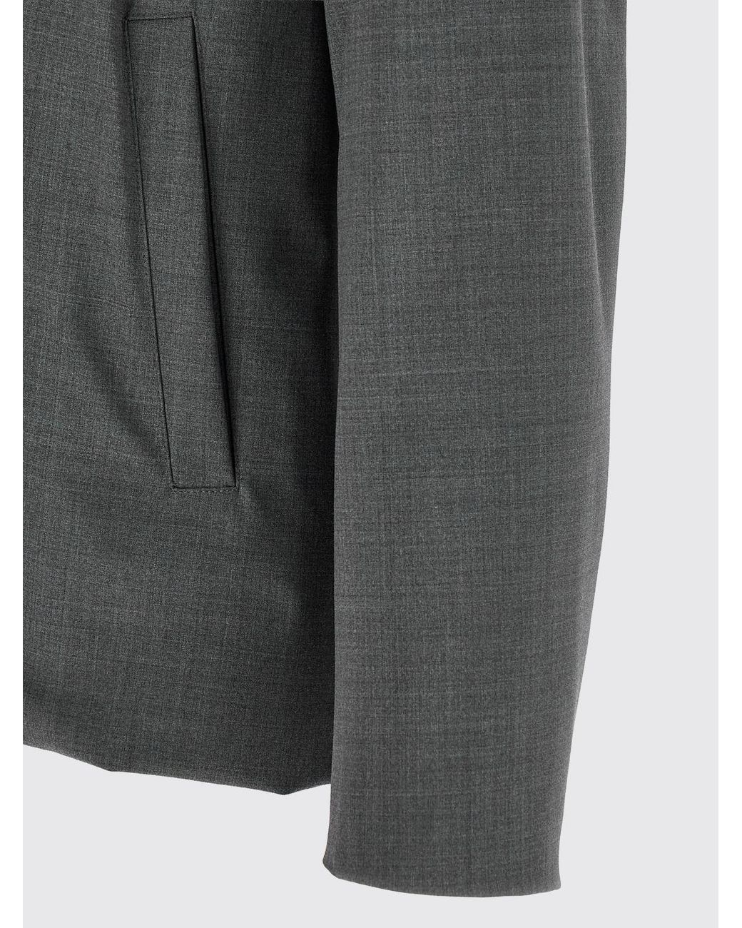 Herno Gray Wool Blend Shirt Jacket With Patch Pockets for men
